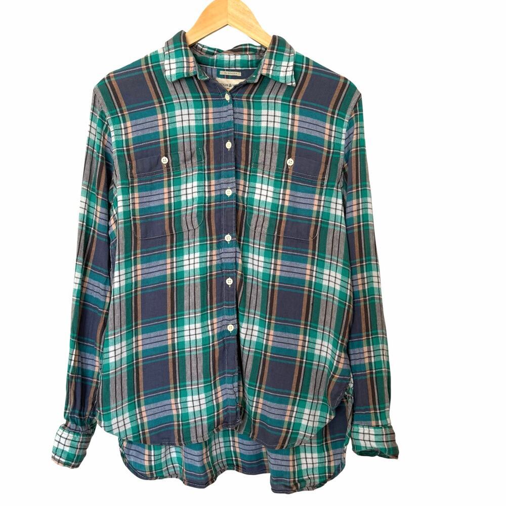 DENIM & SUPPLY Ralph Lauren Women's RL Utility Linen Cotton Flannel Shirt, Large